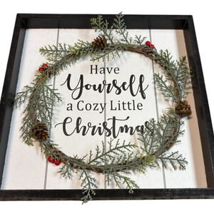 Christmas Wall Art Holiday Decor White Green One Size